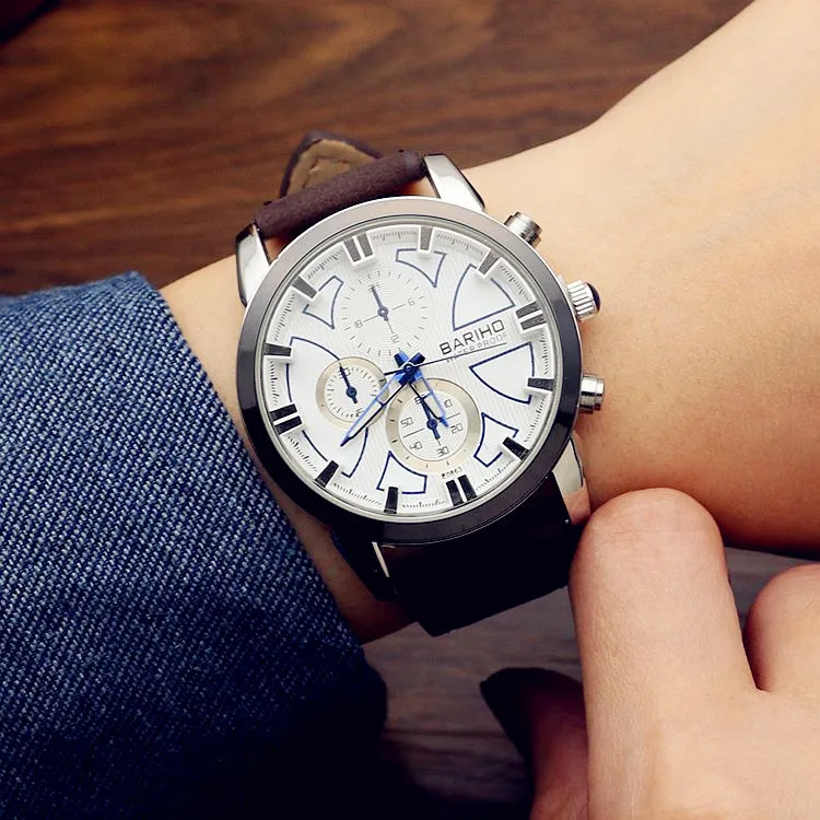 

Waterproof Large Dial Men Belt Watch Casual Versatile BOY'S Quartz Watch AliExpress Hot Sales 0863