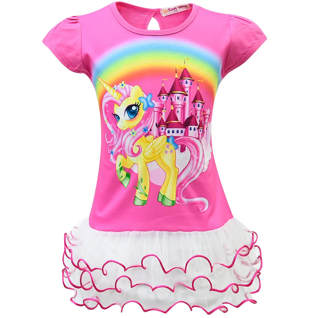 

2019 New Children Princess Dress Girls Summer Beautiful Unicorn pattern print Tulle Dresses