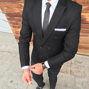 

Black Casual Men Suits 2020 Slim Fit Wedding Suit Groom Tuxedos 2 Pcs (Jacket+Pants) Groomsman Prom Wear Costume Homme Balzer