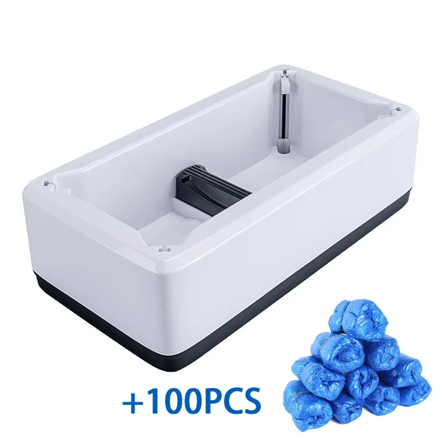 Automatic Disposable Shoe Cover Waterproof Overshoes Dispenser Portable Hand-Free Machine for Home, Office, Supermarket, Factory White-100pcs