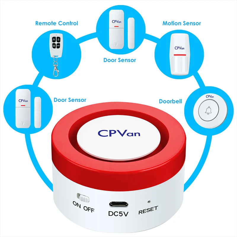 CPVAN CP6 WiFi Alarm System Security Home Works with amazon Alexa APP 120db Audible Alarm DIY Wireless Burglar Alarm System Kits