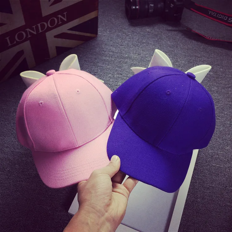 

Korean version super large bow baseball cap spring and summer hat children's cotton solid curved brim cap sun visor