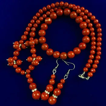 

Fashion 6mm/8mm/10mm Red Jaspers Round stone Beads Necklace Earrings Bracelet Set