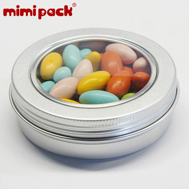 Mimipack, 24 шт., оконная неглубокая круглая винтовая крышка, алюминиевые банки, серебряная косметическая упаковка для конфет, герметичная коробка для хранения, бак