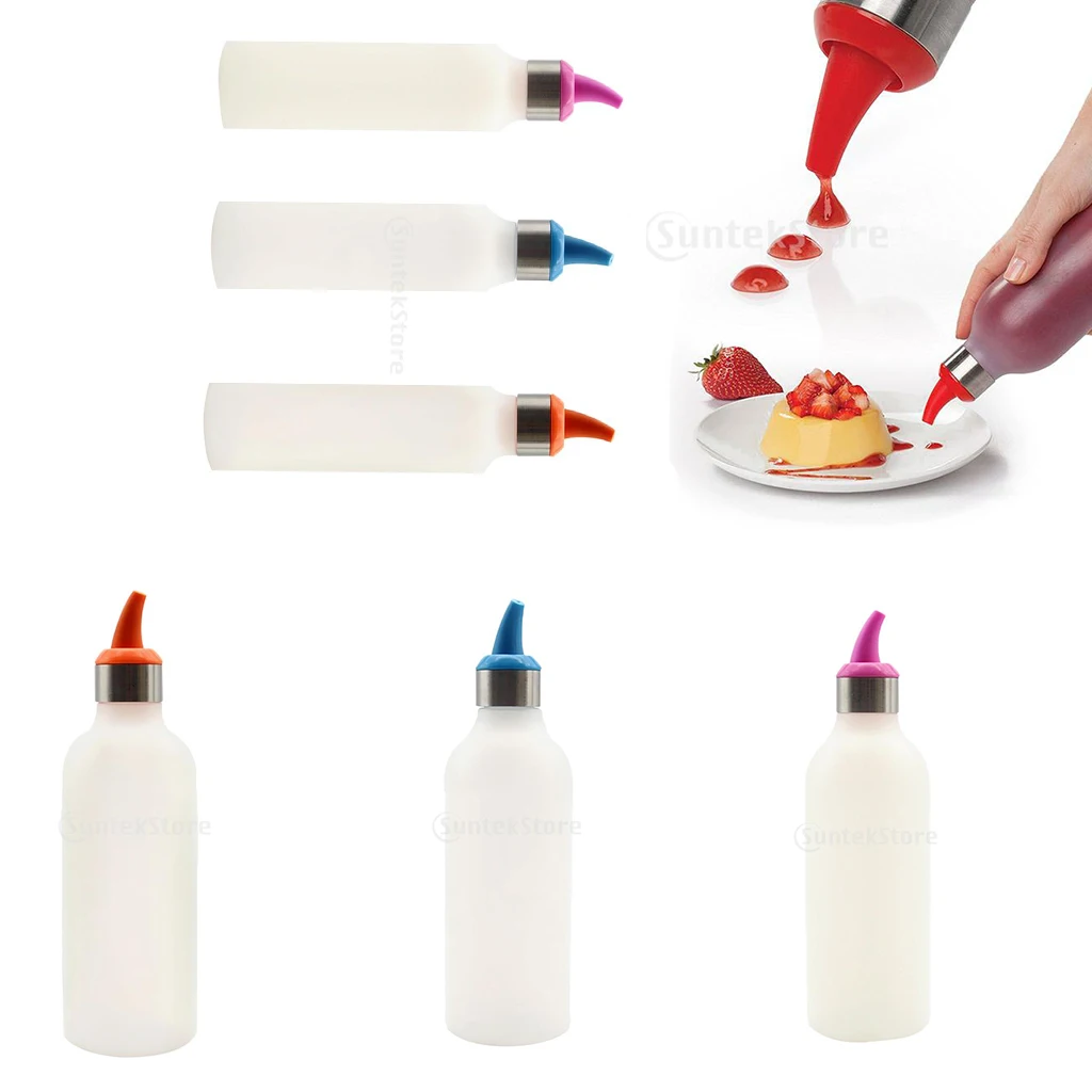 450ml Squeeze Bottle - Condiment Dispenser Ketchup Mustard Sauce Container Orange,Rosy Red,Blue