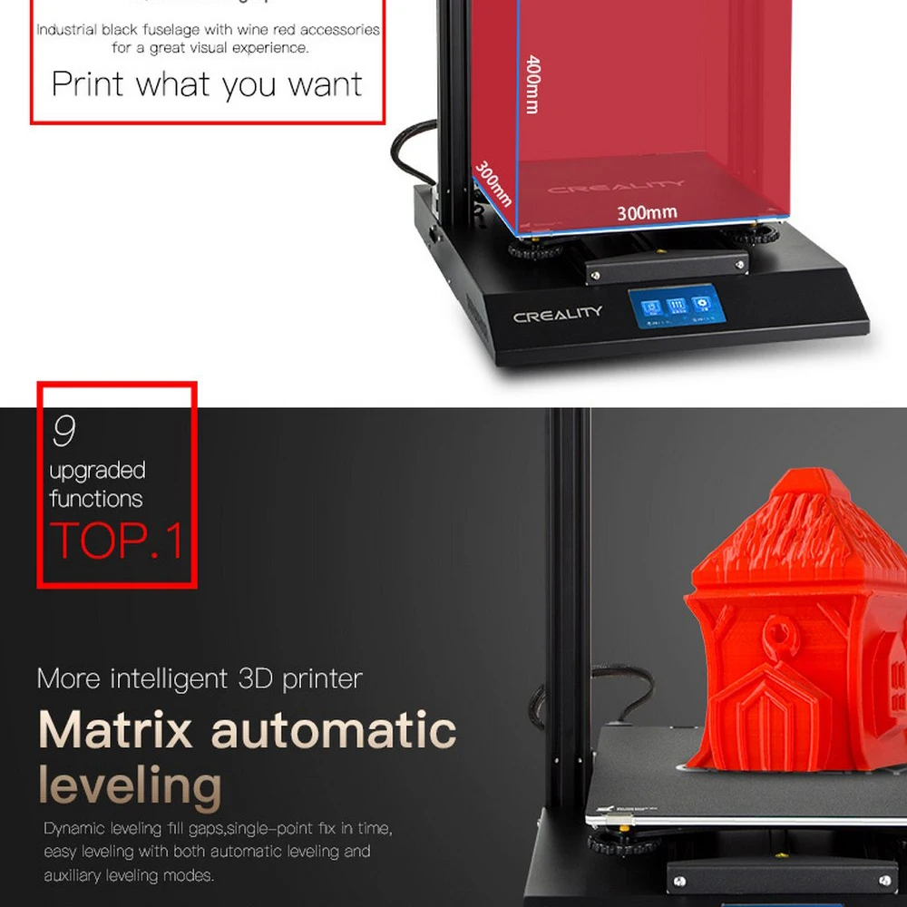 CREALITY 3D Автоматическое выравнивание CR-10S профессиональный принтер сенсорный ЖК-дисплей двойной экструзии печать