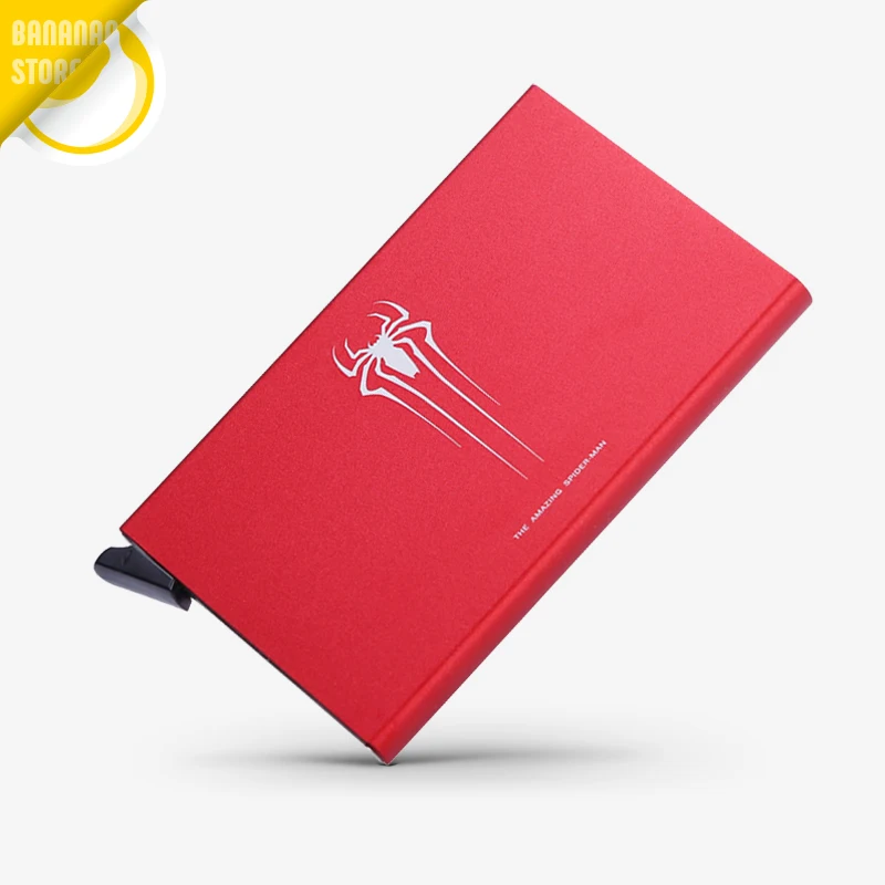 

Spider-Man Marvel Avangers Black Alumina Mult-card Holder Automatic Pop-up Anti-theft Bank Card Box Mini Business Card Case