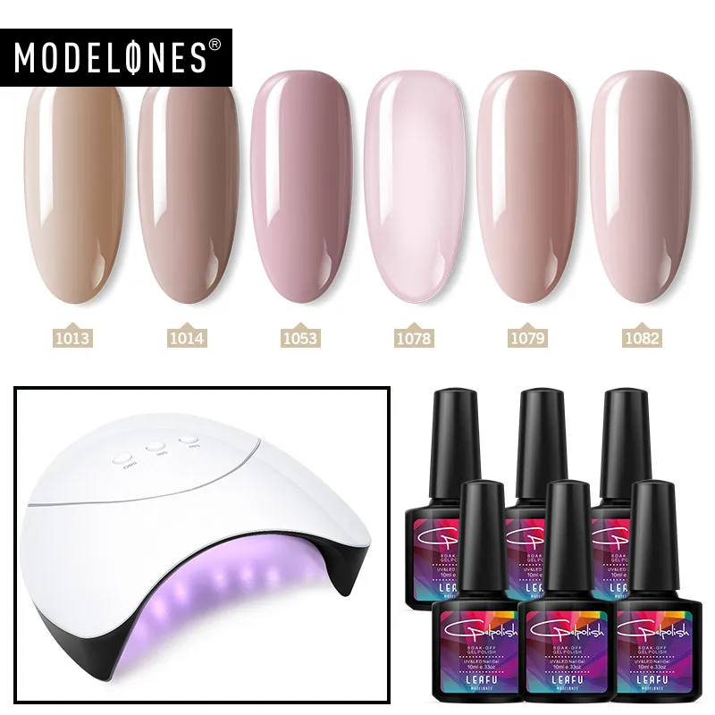 Modelones 7Pcs/Lot Nail Lamp Semi Permanent Led Gel Polish Kits Smart Sensor 36W/48W UV Lamp Nail Cure Machine Gel Lacquer Kits - Цвет: 36W LED LAMP KITS