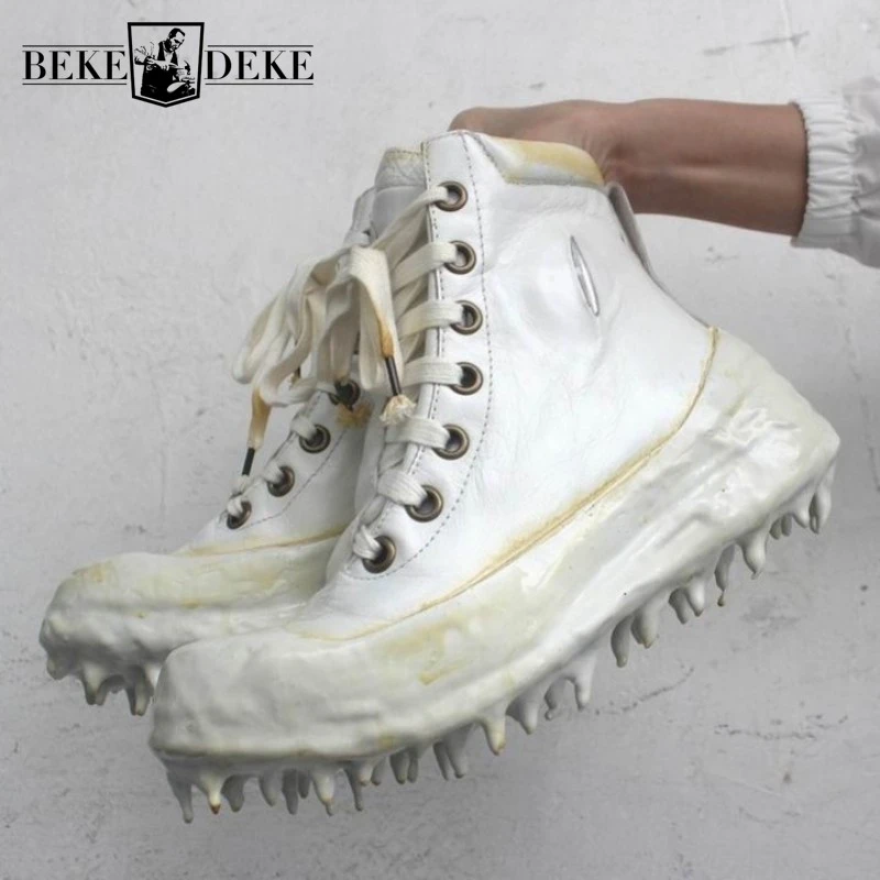 vintage white ankle boots