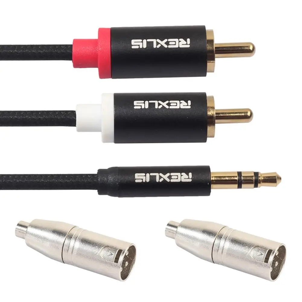 1,8 м 3,5 мм до 2 RCA аудио кабель-адаптер + RCA Женский 3-конт. XLR Мужской конвертер