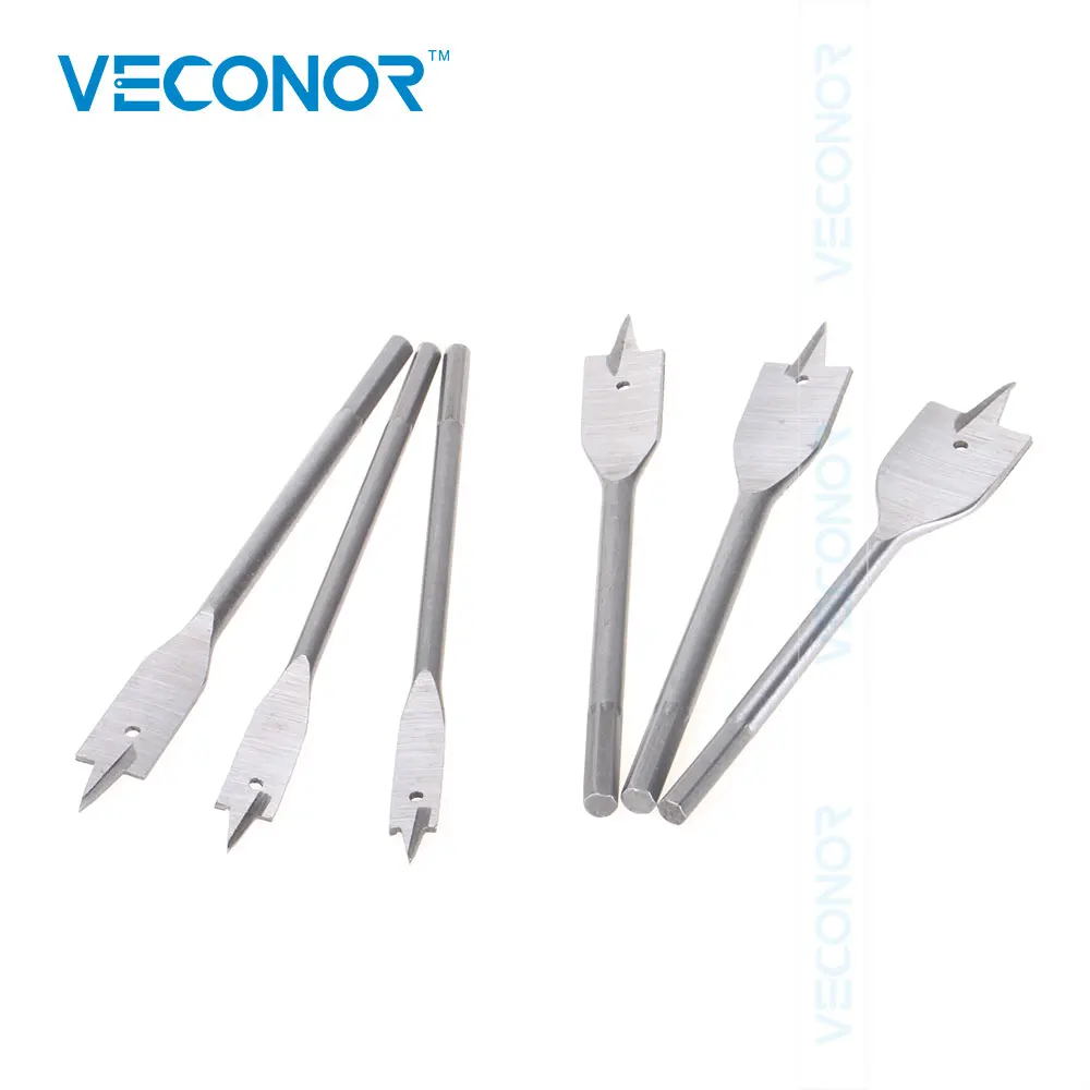 

6Pcs Flat Spade Wood Drill Bit Set Hole Cutter Cutting Borer 10mm 12mm 16mm 18mm 20mm 25mm