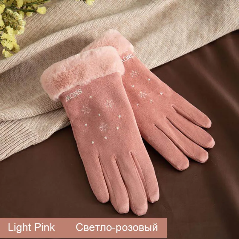 Calymel зимние женские Элегантные замшевые теплые перчатки с сенсорным экраном плюс бархатные уличные перчатки для катания на лыжах рождественские подарки для девочек и женщин - Цвет: I13 03
