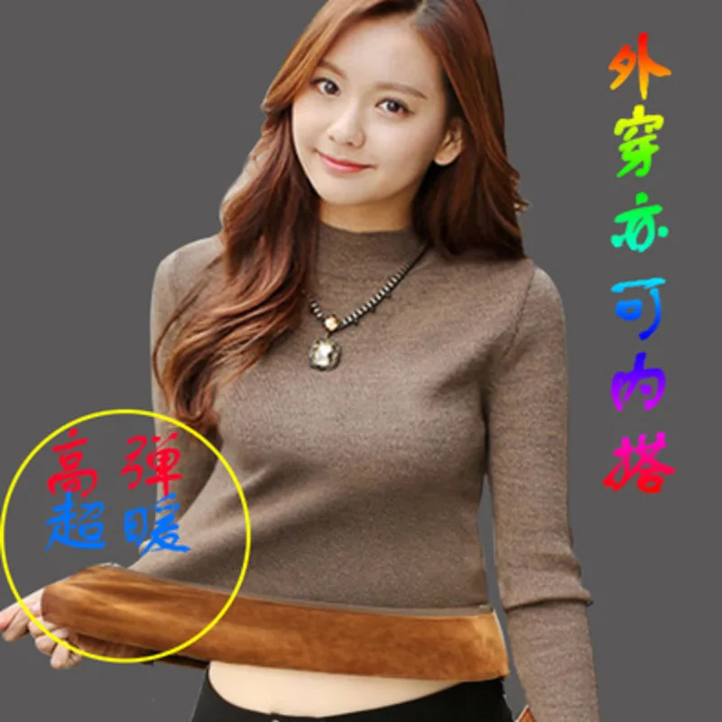 

Women's Fashion Sweater Winter Plus Size Knit Sweater Velvet Shirt Lining Thick Warm Pullover Women Sweaters Jumper Tricot Tops