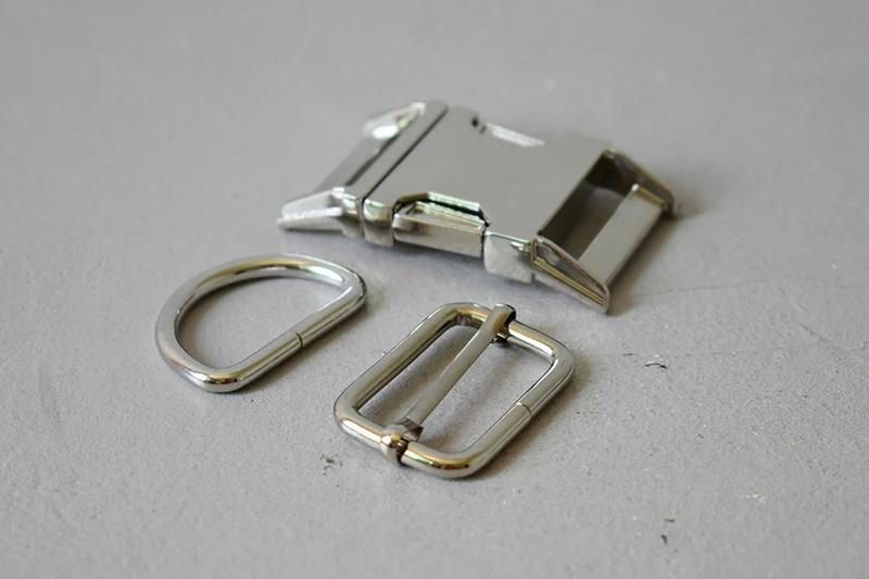 20 sets metal D ring snap clip hook belt buckle for DIY dog collar 30mm webbing sewing paracord handmade accessories adjuster hardware