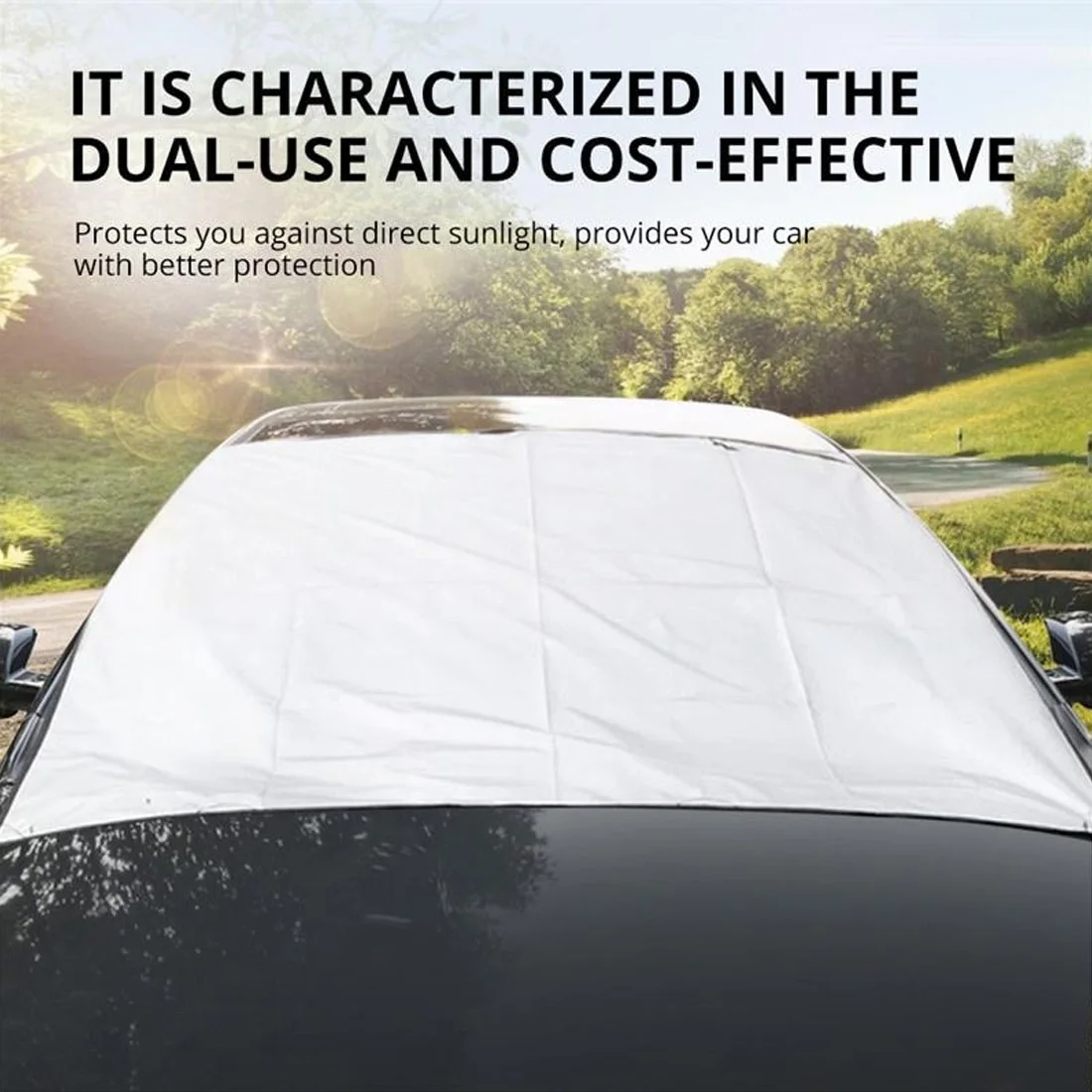 

180x70cm Car Windshield Sunshades Anti-Snow Block Dual Purpose Foldable Front And Rear Window Sun Visor SUV Magnetic PE Shade