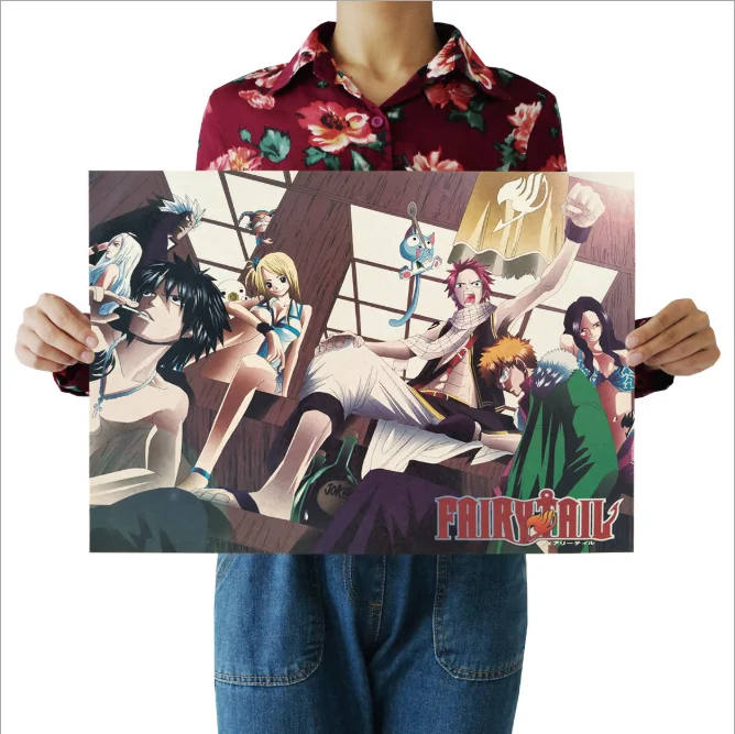 Fairy Tail Poster vintage Classic Anime Cartoon Kraft Paper Painting Wall Stickers Home Decorative wall art | Дом и сад