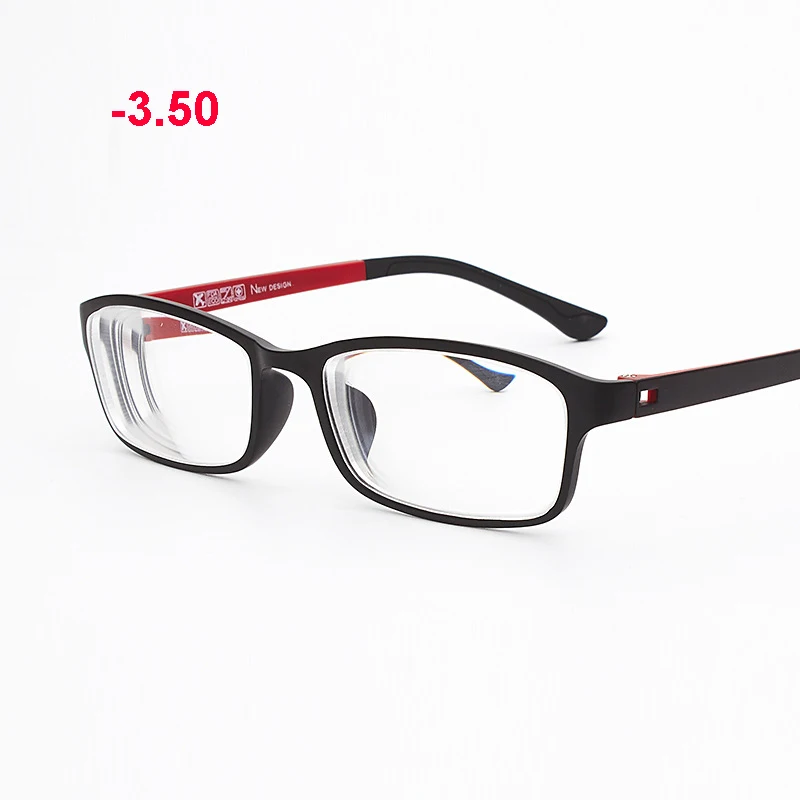 black red -3.50 Оптические очки для женщин и мужчин с диоптрией близорукость прямоугольная рамка гибкие близорукие модные очки прозрачные очки TR90 - Frame Color: black red -3.50