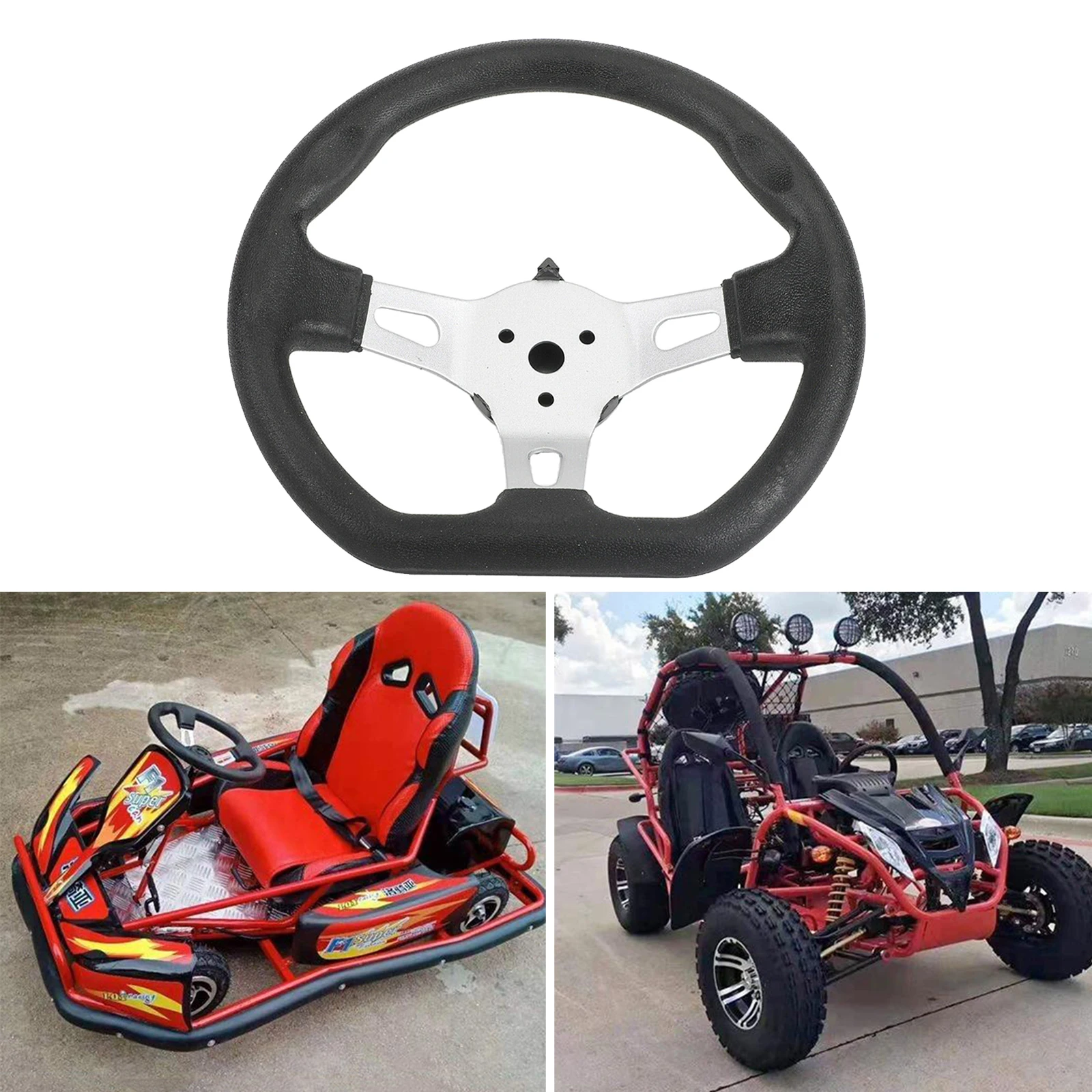 thumbnail image 2 of 270mm 3-Spoke Off-Road Go Kart Steering Wheel – Black PU Foam Grip, Universal Fit For ATV & Kart Engines 2 of 10