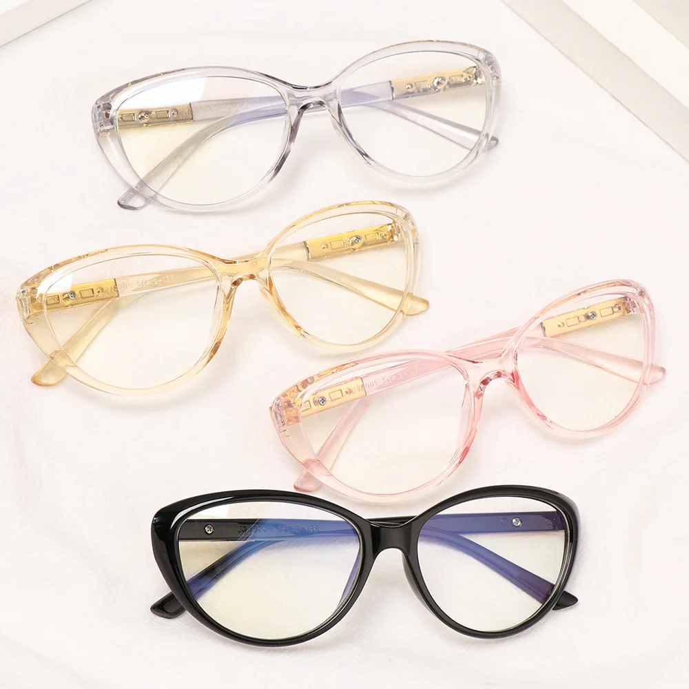 2021 Square Women Reading Glasses Oversized Frame Anti Blue Light Cat Eye Eyeglasses Trending Design Optical Computer Glasses prescription blue light glasses