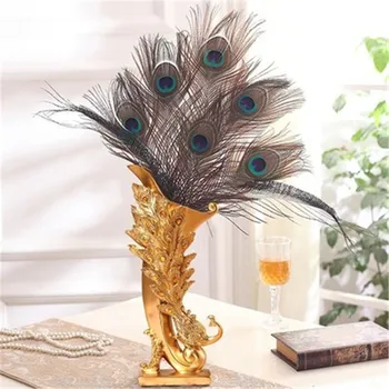 

European Style Simulation Peacock Resin Plating Stereoscopic Retro Vase Fashion Living Room Flower Arrangement Flower Pot X2357