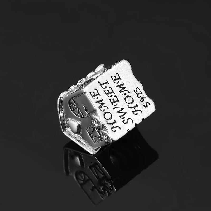 Теплая весна Настоящее серебро 925 пробы DIY сладкий дом тонкие Бусины Подходят Pandora браслет ювелирных изделий