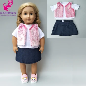 

doll clothes for 18 inch Doll winter coat fur vest shirt skirt doll jacket children doll wear kids present