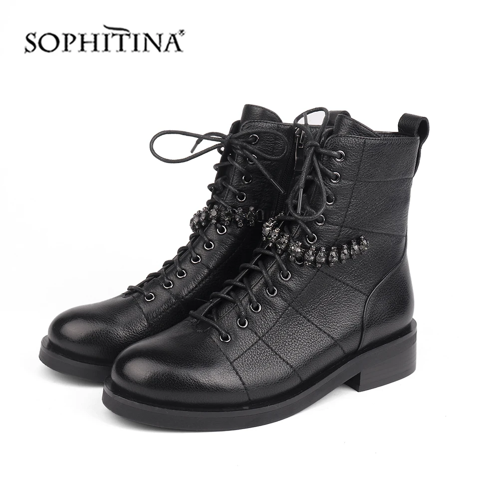 SOPHITINA/модные ботинки с металлическими украшениями особый дизайн обувь из