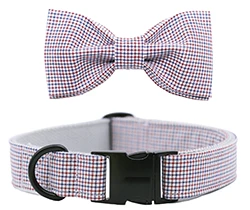 collar and bow Рождественский ошейник для собаки или кошки или поводок с бантиками в серый горошек с хлопковой тесьмой - Color: collar and bow