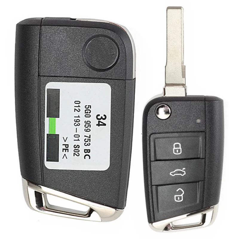 KEYECU Keyless-Go Замена флип дистанционный ключ-брелок от машины 434 МГц ID48 чип для Volkswagen MQB Golf VII MK7, Skoda Octavia A7