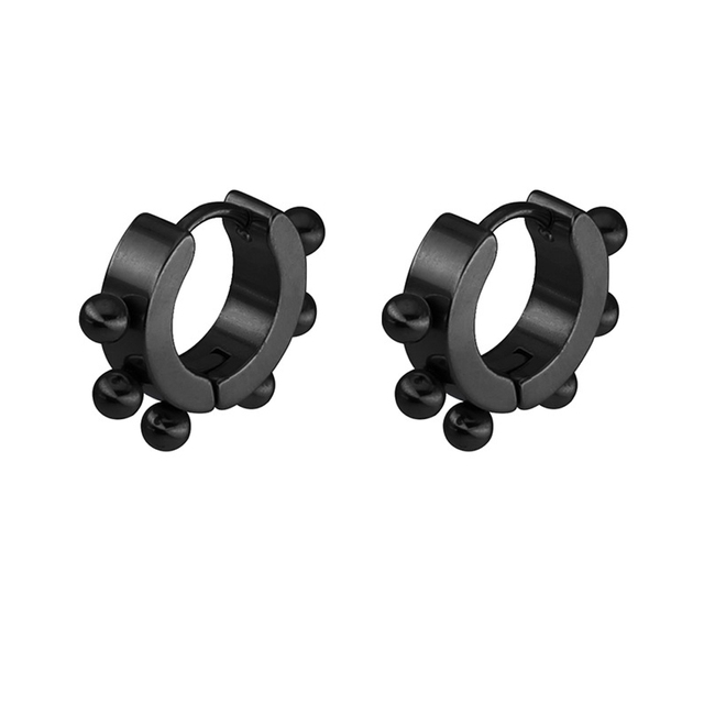 Punk Titanium Steel Ear Clip Ear Stud Earrings For Men Women Black Pierced/No Pierced Fake Ear Circle New Pop Jewelry