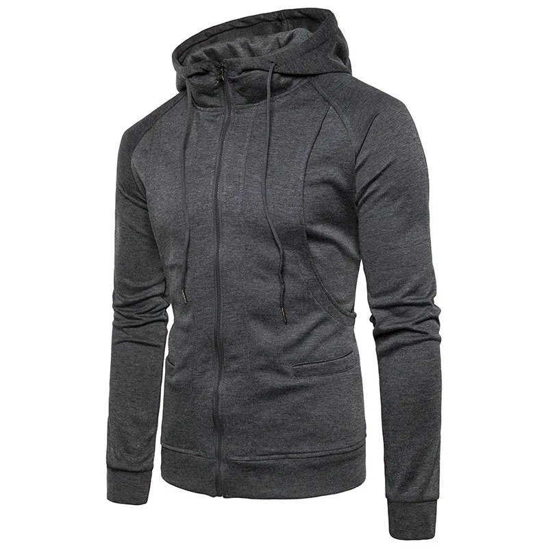 

2019 Men's Long Cardigan Jacket Hooded Zipper Solid color Slim Fit Open Front Longline Cardigans with Pockets Men Sweater