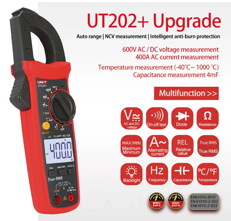 UNI T UNI-T цифровой клещи UT201+ UT202+ UT203+ AC DC ток Amperimetro тестер зажим мультиметр Сопротивление Частота