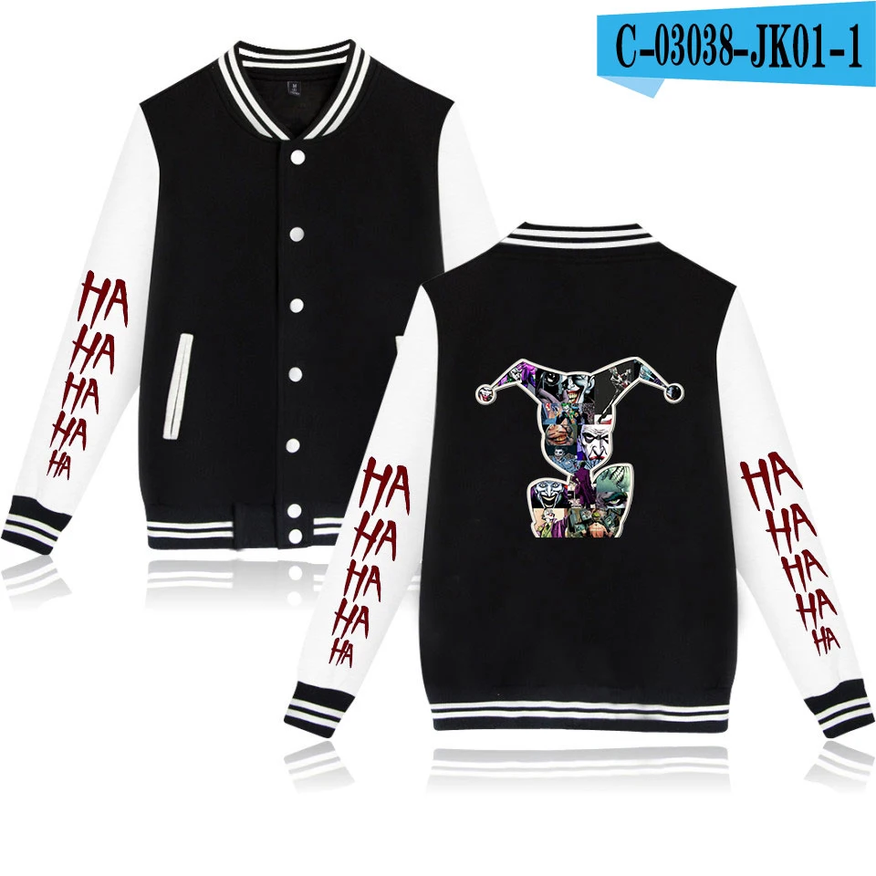 Новая бейсбольная форма Джокера Мужская одежда Harajuku Slim fit хлопковая модная бейсбольная куртка кэжуал - Цвет: black