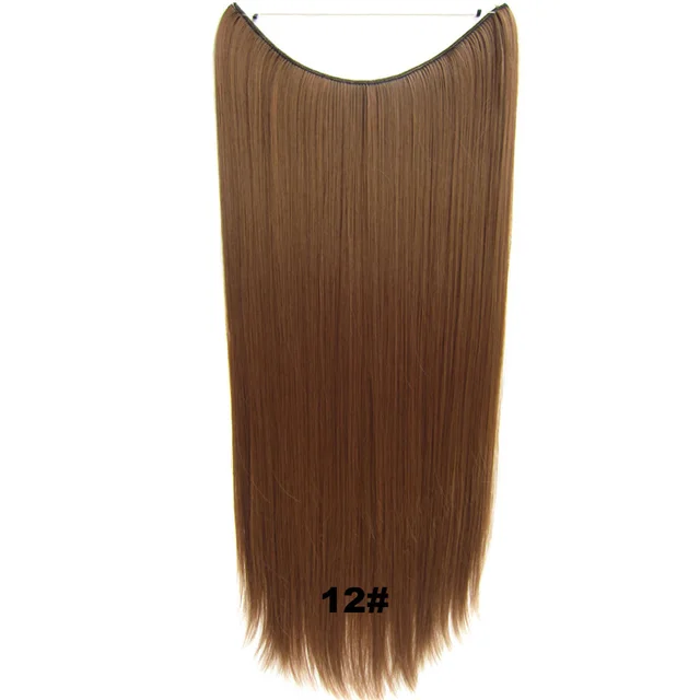 24inch 50grams 100grams Synthetic Hair Extension Gradual Color Brown Gray Blonde String Halo Hairpieces Extensions 100g-12