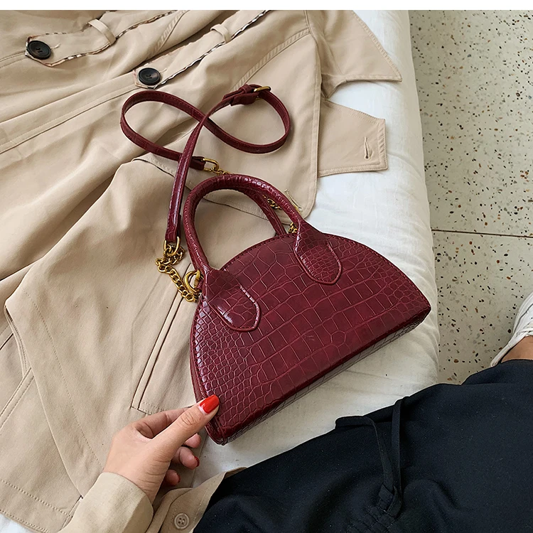 Каменный узор кожаные сумки через плечо для женщин Роскошные качественные сумки через плечо женские брендовые дорожные сумки - Цвет: Красный