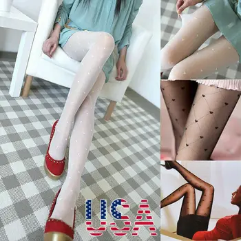

Fashion Girl Women Love heart Print Thin Section Tights Stockings for Spring & Summer Sexy Black White Elasticity Pantyhose Hot