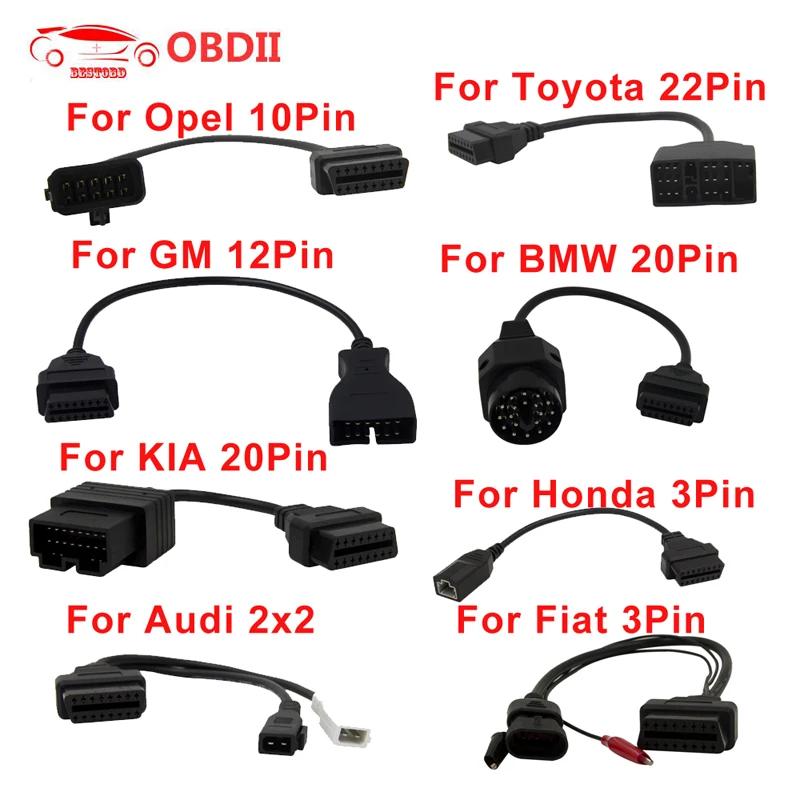 Диагностический кабель OBD2 для Toyota/GM 12 контактов Audi Opel FIAT BMW 20 Honda адаптер старых
