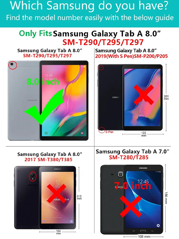 Чехол для планшета samsung galaxy tab A 8,0 SM-T295 T290 T297 чехол из искусственной кожи с подставкой для samsung galaxy tab A8.0 T295 T297