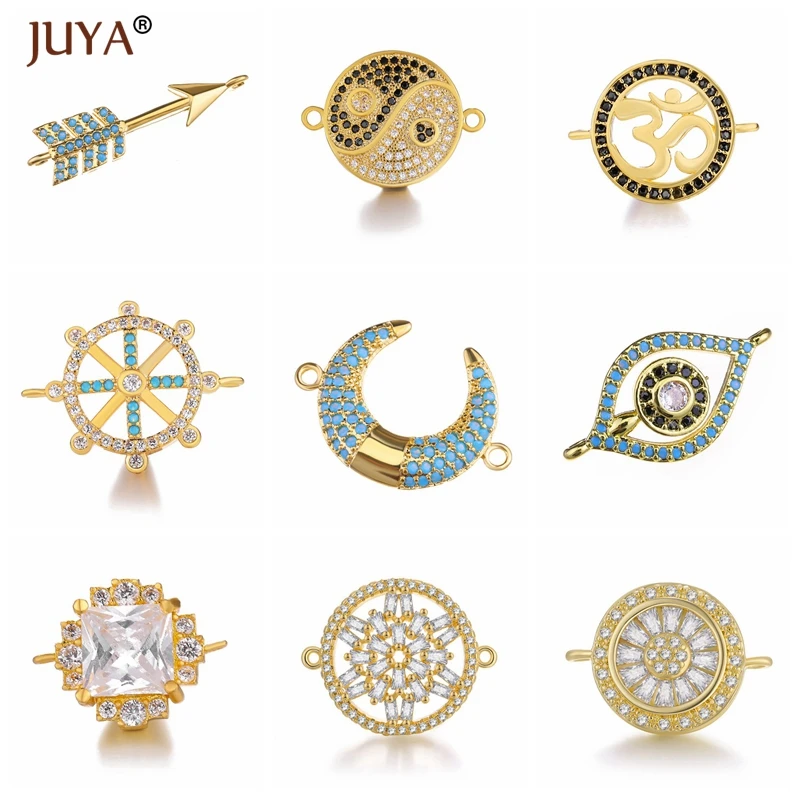 

Juya Shiny Zircon Crystal Jewellery Findings Accessories Trendy Series 10 Types Connector Charms DIY Jewelery Components