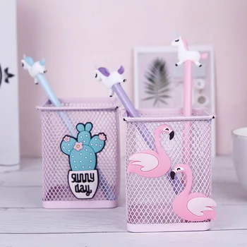

1 Pc Kawaii Pink Unicorn Cactus Flamingo Square Stationery Storage Box Manage Case Pencil Pen Holder Stand Student Stationery