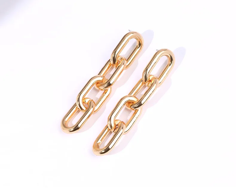 Y12215 Gold Креативный панк большой звено цепи висячие серьги Модные ювелирные изделия Элегантный Простой: золото, серебро цвет Длинные серьги с металлическими кисточками для женщин - Окраска металла: Y12215 Gold
