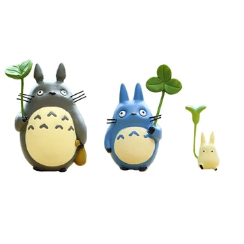 

1 Pcs Totoro Doll With Leaves Pendulum Miniatures Figurines Cartoon Animal Diy Micro Landscape Miniature Garden Statuette Decor