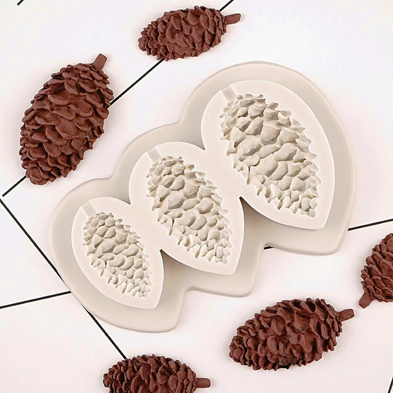 Silicone Pine Nuts Cones Fondant Mold Chocolate Candy Mould Christmas Sugarcraft Kitchen Pastry Tools