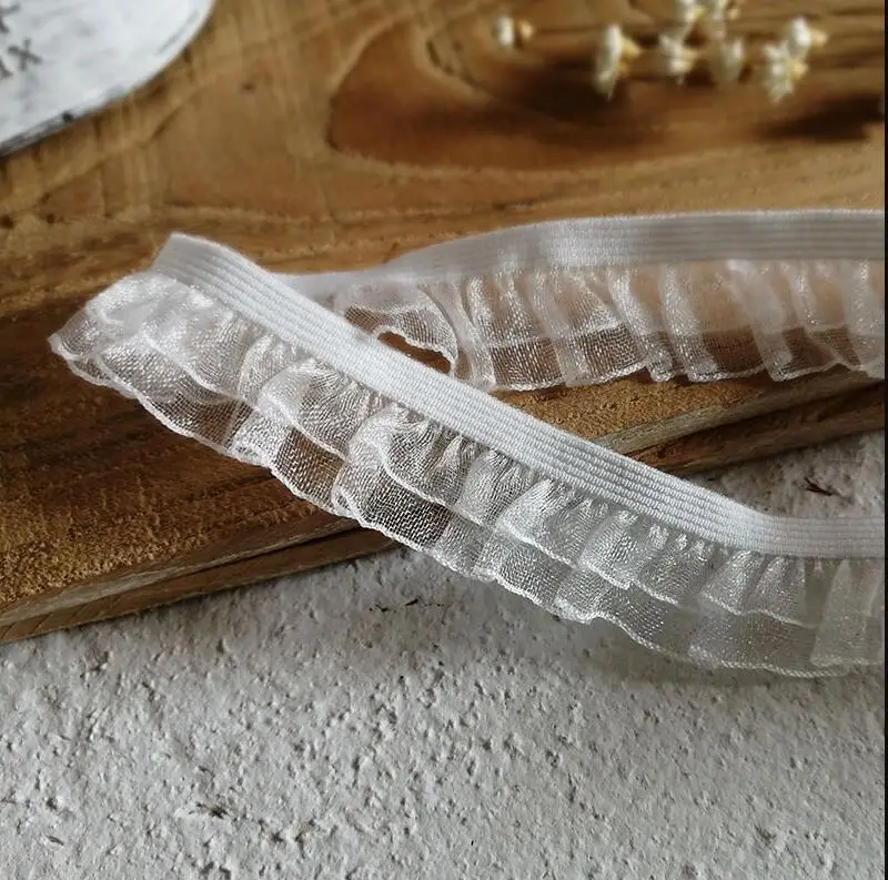 Lace Ribbon 5 Meters Elastic Double Layers for Underwear Apparel DIY