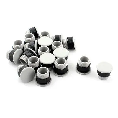 

20Pcs 16mm Dia Mounting Hole Pilot Lamp Push Button Switch Plug Gray Black