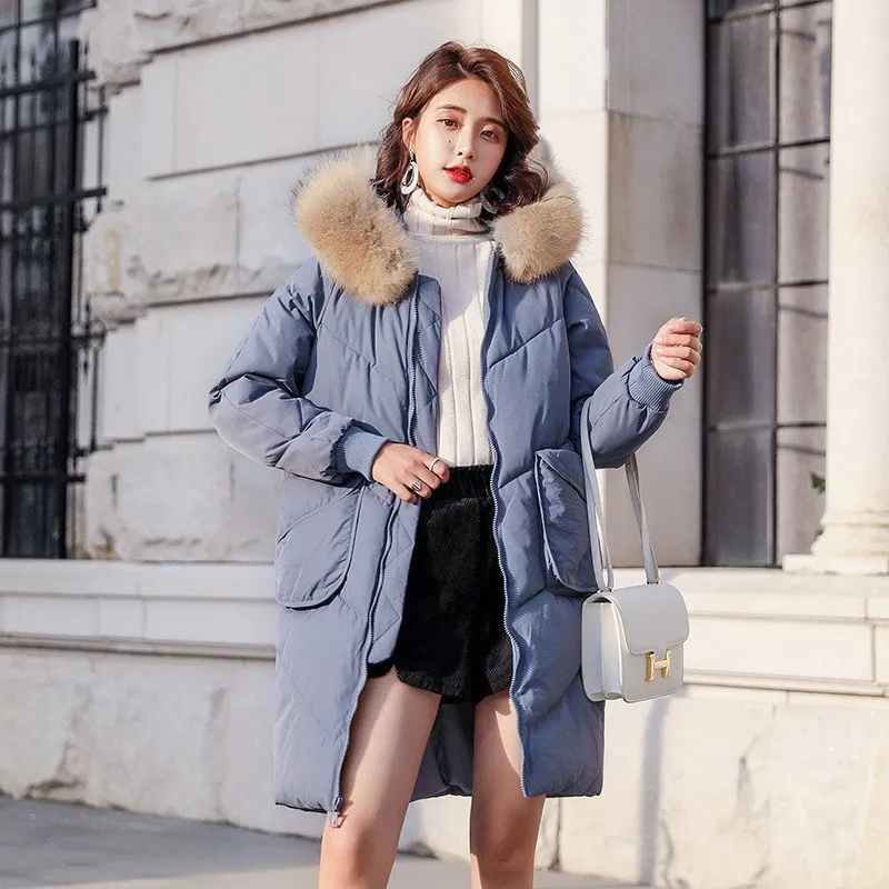 

2019 Winter New Style Fashion INS Cotton Coat Women's Mid-length Slimming Cotton-padded Clothes over-the-Knee Cotton-padded Jack