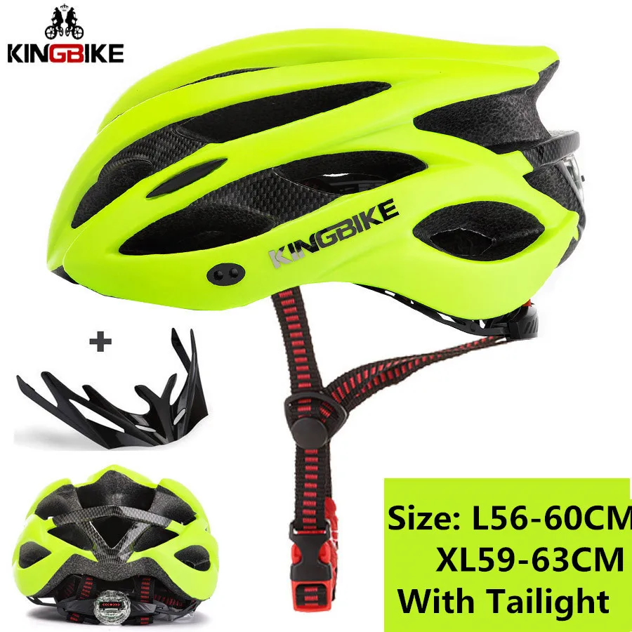 KINGBIKE сверхлегкий MTB велосипедный шлем CPSC& CE сертифицированный велосипедный шлем для верховой езды задний свет+ солнцезащитный козырек велосипедный шлем - Цвет: 629Green