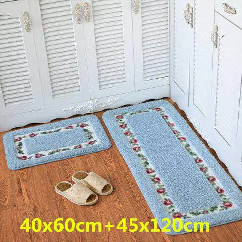 Большой коврик, декор для спальни, Противоскользящий коврик для гостиной, кухонный ковер, домашний коврик для ванной комнаты, мягкий коврик, набор для туалета - Цвет: Blue 40x60and45x120
