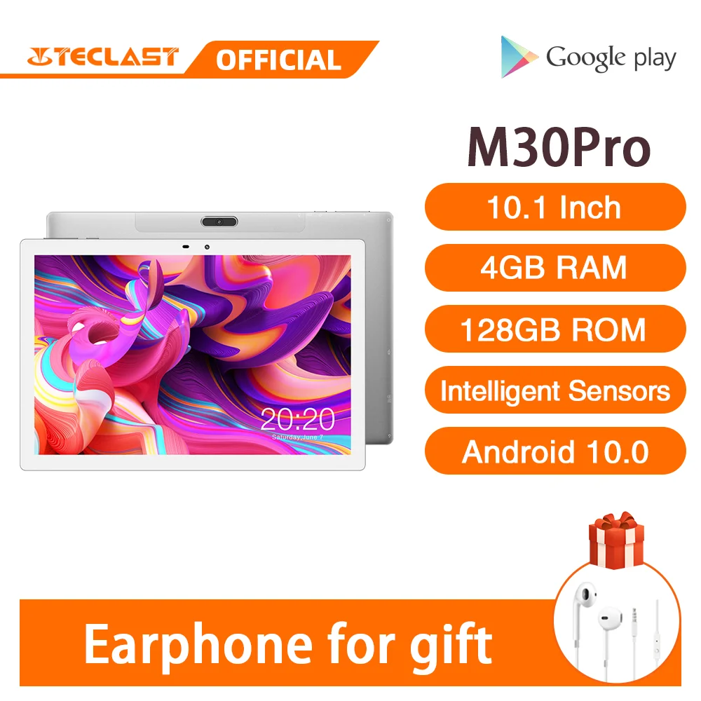 Teclast M30 Pro 10,1 pulgadas Tablet Android 10,0 IPS 1920x1200 4G llamada red de 4GB de RAM 128GB ROM Dual Wifi GPS sensores inteligentes