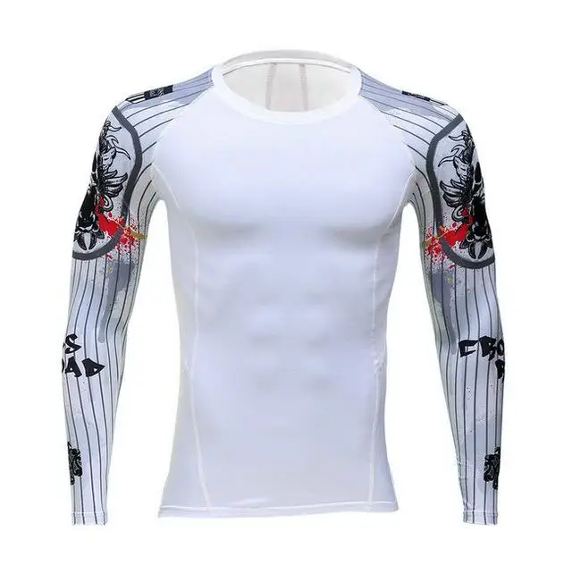 Мужская футболка с длинным рукавом для фитнеса, Мужская футболка для бега, бодибилдинга, облегающая кожу, термокомпрессионная футболка для спортзала, футболка для тренировок - Цвет: 13